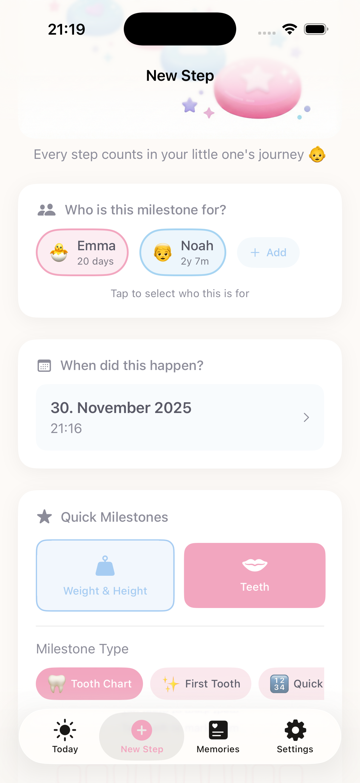 Little Steps App Screenshot
